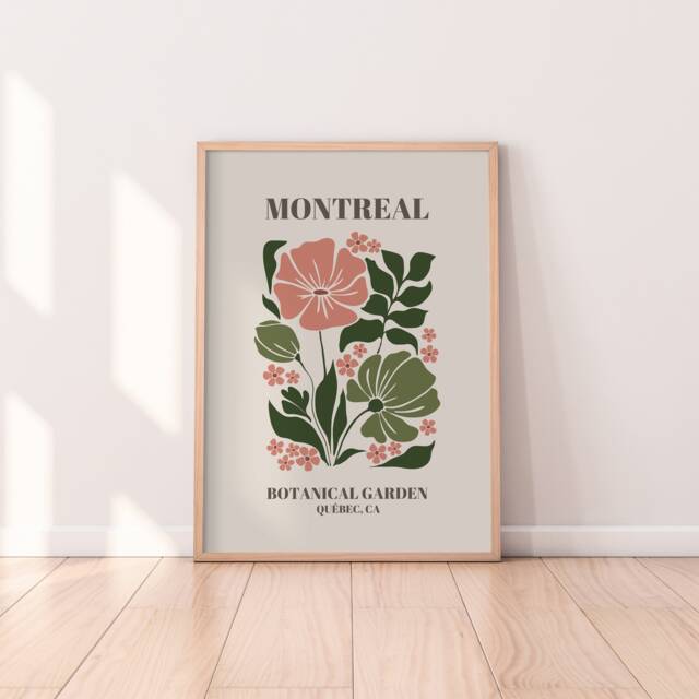 Montreal Botanical Garden Print - Retro Plant Print, Cute Art, Colourful Boho Lover Gift, Living Room, Bedroom Art - image 1