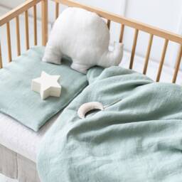 Linen Bedding For Newborn, Natural Girl & Boy, Sustainable Kids, Eco Friendly Duvet Cover Pillowcase - thumbnail 2