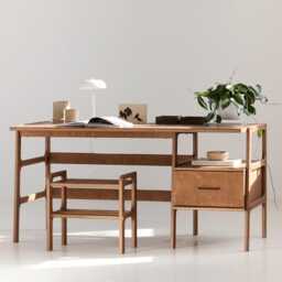 Desk With Drawer, Minimalist For Computer, Mid Century Modern Office, Modern Scandinavian Wooden - thumbnail 3