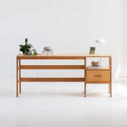 Desk With Drawer, Minimalist For Computer, Mid Century Modern Office, Modern Scandinavian Wooden - thumbnail 2