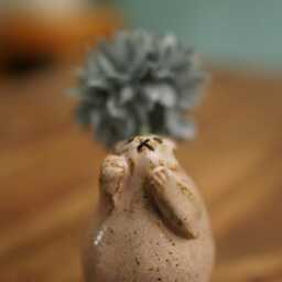 Handmade Ceramic Mini Rabbit Flower Pot, Incense Holder, Vase, Desk Decorations - thumbnail 3