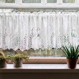 Handmade Embroidered Cafe Curtain Rod Pocket Floral Small Window Curtain - thumbnail 3