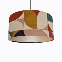 Retro Bold Multicoloured Lampshade With Champagne Lining, Abstract