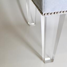 Custom Made Upholstered Ottoman Feauting Nailheads Romo Fabric Lucite Legs - thumbnail 2
