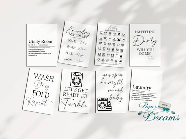 Funny Laundry/ Washing Prints - 9 Designs, 7 Sizes, Minimalist Wall Art Poster. Utility Room Pictures Home Gift, Typography Print - image 1