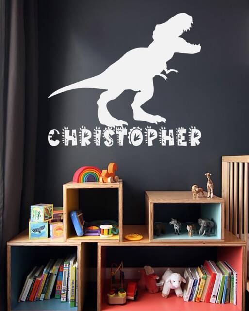 Personalized T-Rex Dinosaur Wall Decals For Boys & Girls Rooms - Custom Name Stickers Children's Room D??cor Home Improvement Dp2 - image 1