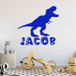 Personalized T-Rex Dinosaur Wall Decals For Boys & Girls Rooms - Custom Name Stickers Children's Room D??cor Home Improvement Dp2 - thumbnail 2