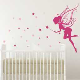 Baby Girl Room Decor Fairy Wall Decal with Blowing Stars Wand Vinyl Wall Art Decals For Nursery Sticker Decalisland - Sd 079 - thumbnail 2