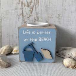 Wooden Beach Candle Holder Life Is Better At The Tealight Coastal Seaside Decor - thumbnail 4