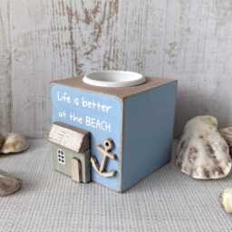 Wooden Beach Candle Holder Life Is Better At The Tealight Coastal Seaside Decor - thumbnail 2