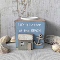 Wooden Beach Candle Holder Life Is Better At The Tealight Coastal Seaside Decor - thumbnail 3