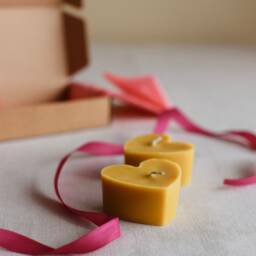 Set Of 2 Beeswax Heart Candles - 100% Pure Beeswax Handcrafted Candles Gift For Her Valentines Day Gift Candle Box Idea - thumbnail 3