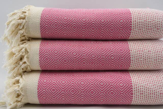 "Pink Diamond Blanket, Turkish Bedspread, Throws, Turkish Blanket, 79""x95" - image 1
