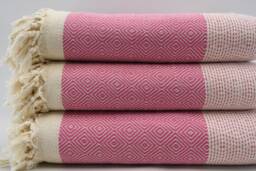 "Pink Diamond Blanket, Turkish Bedspread, Throws, Turkish Blanket, 79""x95" - thumbnail 1