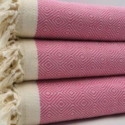 "Pink Diamond Blanket, Turkish Bedspread, Throws, Turkish Blanket, 79""x95" - thumbnail 2