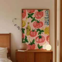 Tomato Pattern Poster, Mediterranean Kitchen Print, Food Wall Art - thumbnail 2