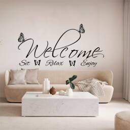 Welcome, Come, Relax - 0187, Wall Art Decal, Transfer, Mural, Sticker, 75 Colours, 5 Sizes, Interior Or Exterior Use , Easy To Apply - thumbnail 1