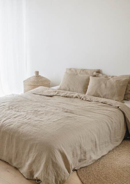 Beige Linen Duvet Cover, Washed Bedding, Natural Comforter Cover Queen King California Sizes - image 1