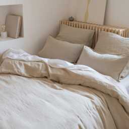 Beige Linen Duvet Cover, Washed Bedding, Natural Comforter Cover Queen King California Sizes - thumbnail 3