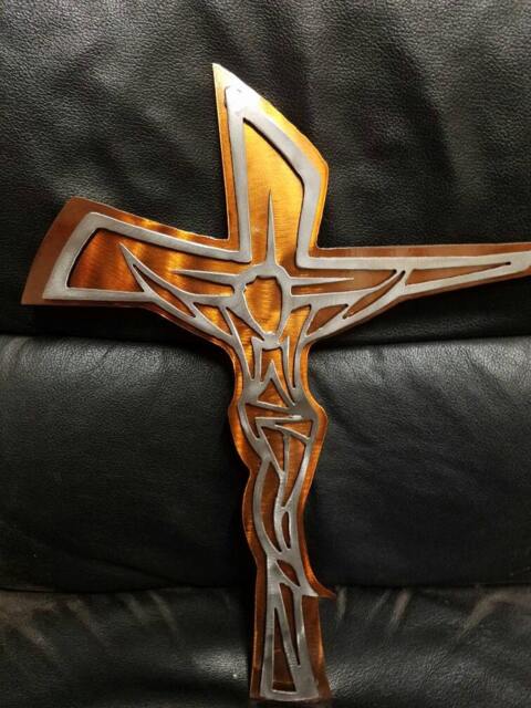 Jesus Modern Cross Metal Wall Art, Cross, Man Upstairs, God Is Good