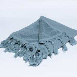 Blue Cotton Towel Set, Turkish Bath Hand Personalized Towel, Terry Emroidered Peshtemal - thumbnail 3