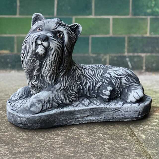 Concrete Yorkie Dog Figure Garden Statue Cement Puppy Sculpture Outdoor Memorial Decor Handmade Pet Patio Ornament Art - image 1