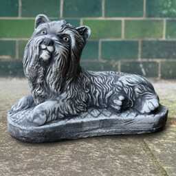 Concrete Yorkie Dog Figure Garden Statue Cement Puppy Sculpture Outdoor Memorial Decor Handmade Pet Patio Ornament Art - thumbnail 1