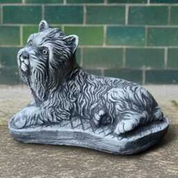 Concrete Yorkie Dog Figure Garden Statue Cement Puppy Sculpture Outdoor Memorial Decor Handmade Pet Patio Ornament Art - thumbnail 3