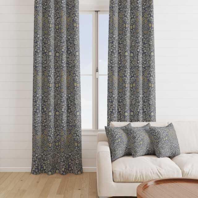 Custom Made William Morris Blackthorne Slate Blackout/Lining Curtains Pinch /Triple/Double Pleat - image 1
