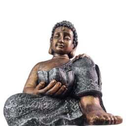 Large Copper & Silver Kneeling Buddha Garden Decoration With Tealight Holder - thumbnail 4