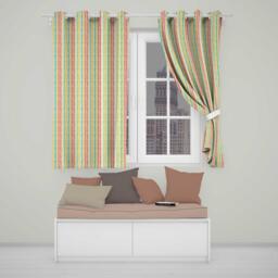 Muted Multicolour Vertical Stripe Texture Seamless Pattern Readymade Eyelet Ring Top Thermal 100% Blackout Curtains