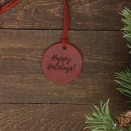 Leather Christmas Ornaments Small, Merry Christmas, Happy Holidays, Decorations, Burgundy Ornament, White Ornament, Blue Ornament - thumbnail 3