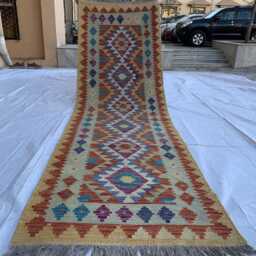 Handmade Afghan Chobi Kilim Runner Rug Wool Tribal Design - 9.6x2.10 Ft - thumbnail 3