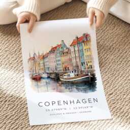 Copenhagen Art Print, Nyhavn Canal, Denmark Scandinavian Wall Art, Travel Poster, Gift, Housewarming Gift - thumbnail 2