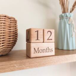 Baby Milestone Blocks - Natural Wood, Newborn Photo Prop - thumbnail 3