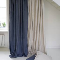 Linen Bedding Set Light Natural & Blue Duvet Cover With Pillowcases - thumbnail 4