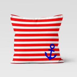 Sea Red Anchor, Coastal Cushion Cover/Beach House, Home Decor Pillow Case/Summer Garden Case/Sailboat, Boat Case - thumbnail 2