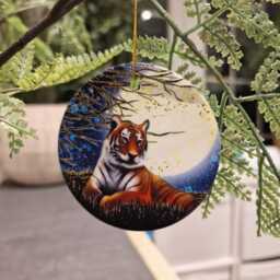 Hand-Painted Animal Christmas Ornament Leopard & Red Panda Tree Decor - thumbnail 3