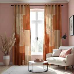 Orange Abstract Curtains, Modern Brushstroke Pattern Drapes, Contemporary Window Panel, Living Room Accent, Made To Measure - thumbnail 2
