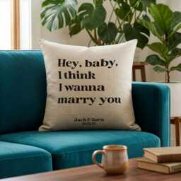 Song Lyrics Quote On Linen Cushion For 4Th Or 12Th Anniversary Gift, Custom First Dance Music Lyrics Printed - thumbnail 3