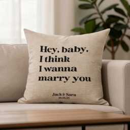 Song Lyrics Quote On Linen Cushion For 4Th Or 12Th Anniversary Gift, Custom First Dance Music Lyrics Printed - thumbnail 2