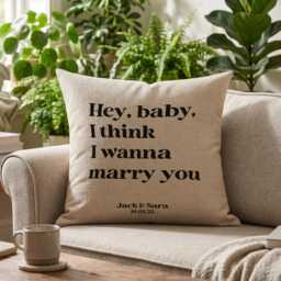 Song Lyrics Quote On Linen Cushion For 4Th Or 12Th Anniversary Gift, Custom First Dance Music Lyrics Printed - thumbnail 1