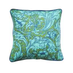 William Morris, Bachelors Button, Ben Pentreath, Turquoise & Olive Green Linen Union Cushion Cover, Throw Pillow Home Decor