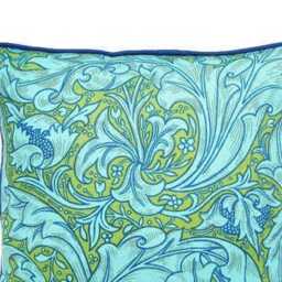 William Morris, Bachelors Button, Ben Pentreath, Turquoise & Olive Green Linen Union Cushion Cover, Throw Pillow Home Decor - thumbnail 2