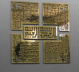 Kufic Calligraphy Islamic Wall Art Set Surah Ikhlas, Falaq, Nas - Ramadan Eid Decor - thumbnail 1