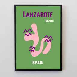 Lanzarote Spain Travel Poster, Colourful Island Abstract Wall Art Print, Canary Islands Decor, Holiday Gift - thumbnail 2