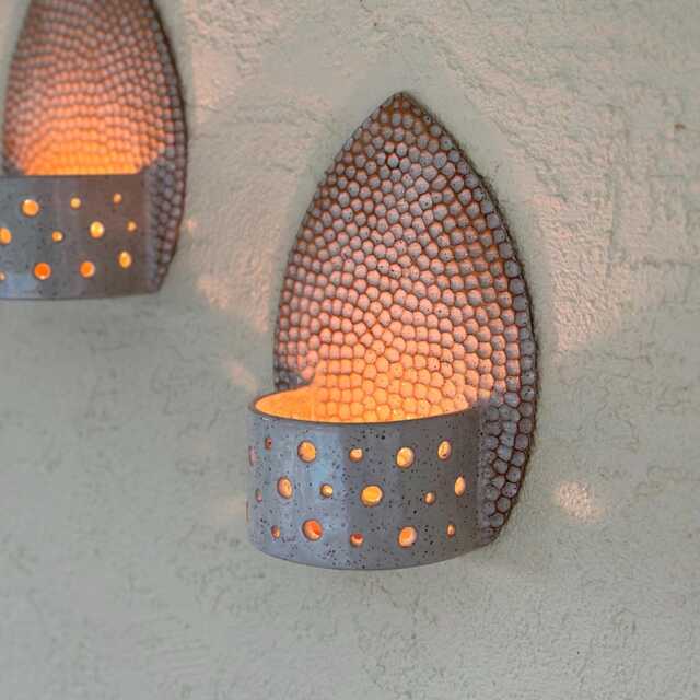 Ceramic Candle Sconce Handmade Clay Holder For Wall - image 1
