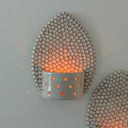 Ceramic Candle Sconce Handmade Clay Holder For Wall - thumbnail 3