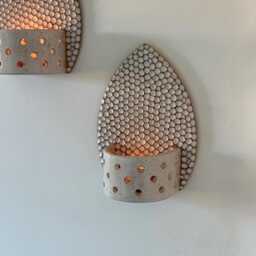 Ceramic Candle Sconce Handmade Clay Holder For Wall - thumbnail 2