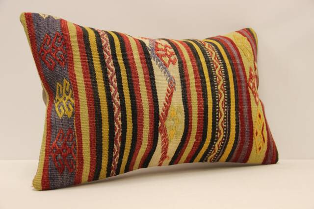 12x20 Kilim Pillow, Turkish Bohemian Handwoven Kilim, Boho Throw Handmade Lumbar 4Oef-595 - image 1